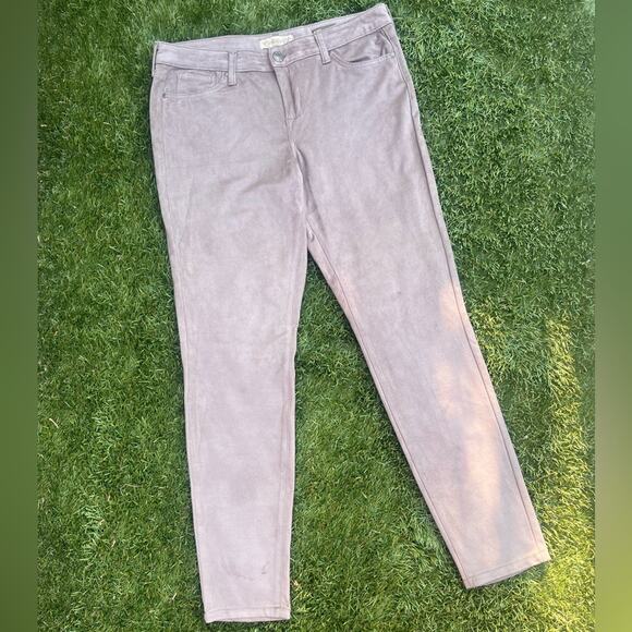Nine West Vintage America Boho Skinny Western Cowgirl Velvet Suede Khaki Pants 8 - Picture 2 of 9